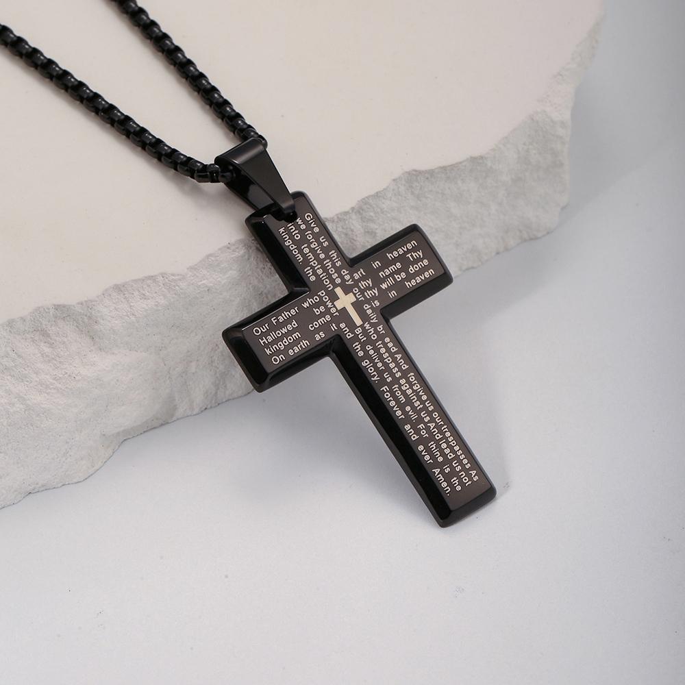 Collier Homme Spiritual Male Minimalism Stainless Steel Necklace Man's Jesus Cross Necklace for Man Collar Hombre