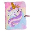 Cartoon Unicorn Tie-Dye Plush Lockable Diary for Girls