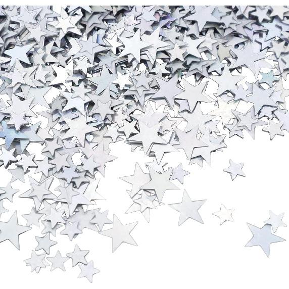 60 Grams Glitter Silver Star Sequ and Spangles, LEEFONE Metallic Glitter Foil Confetti Star Sequ for Crafts, Tables, Nail Art, DIY Decorations,