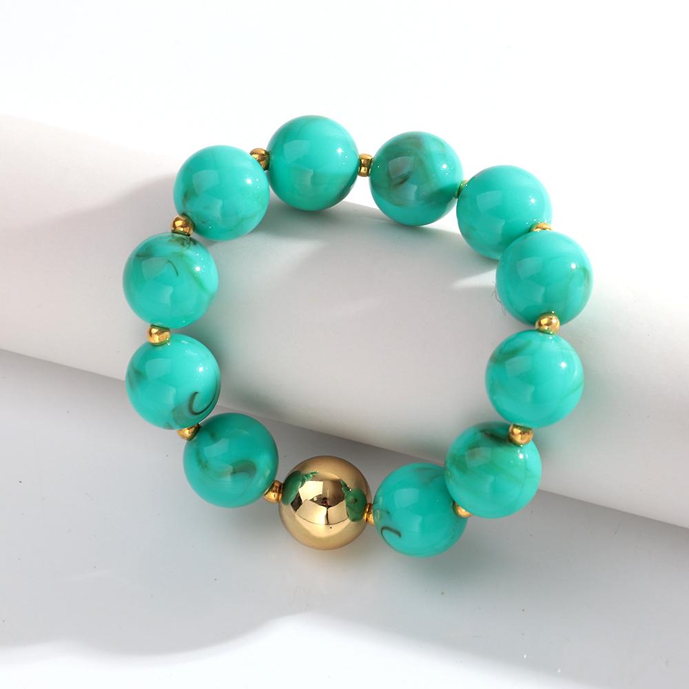 

New Resin Round Beaded Chain Necklaces Bracelets for Women Man Statement Marbling Color Acrylic Choker Handmade Jewelry Gift