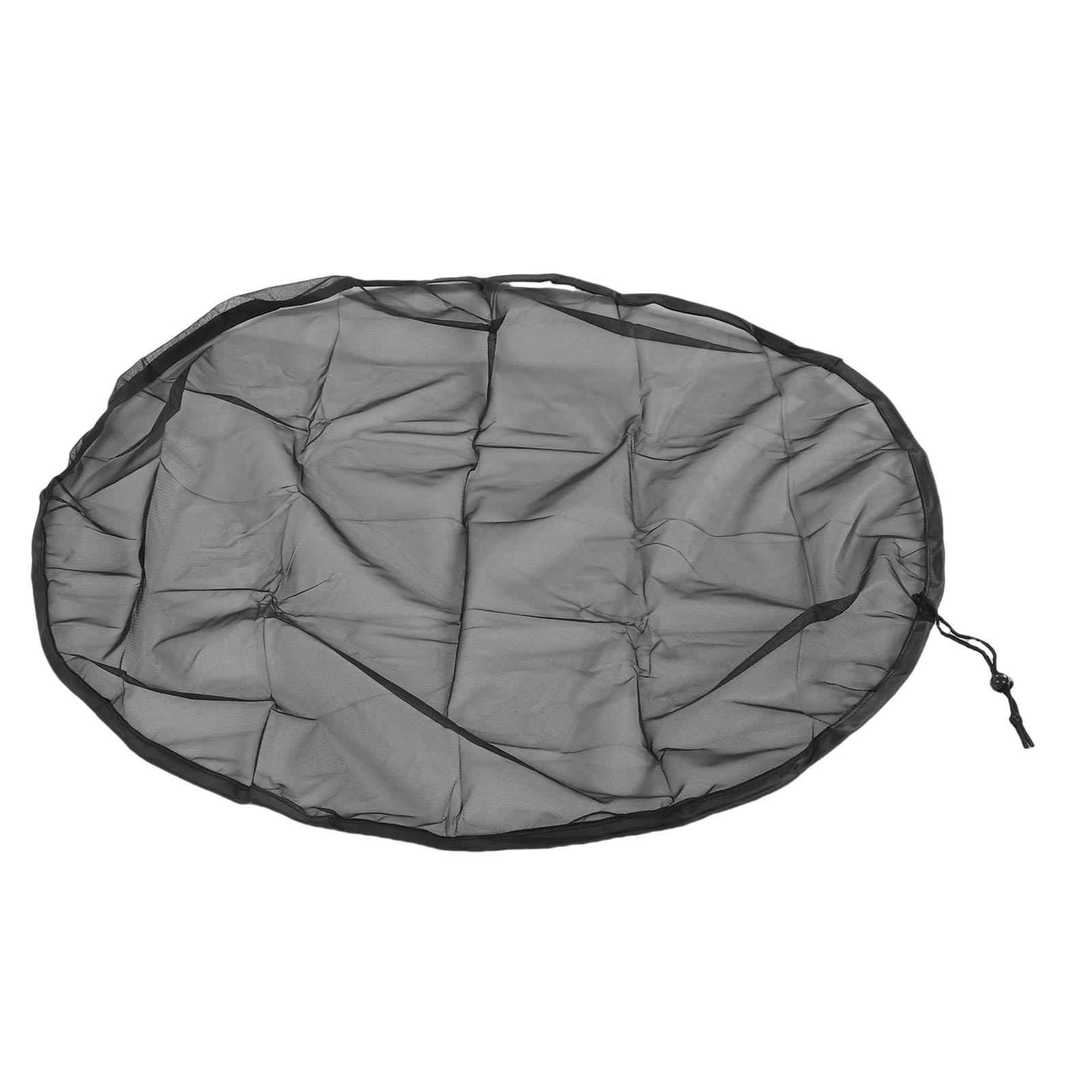 Сетчатый чехол для дождевого ведра Черный Диаметр 37,4 дюйма Полиэфирное волокно Чехол для ведра для сбора воды со шнурком для листьев