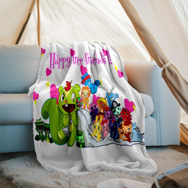 Happy Tree Friends4 printed throw blanket—lightweight,soft,warm;versatile blanket for all seasons—perfect as &air-conditioning throw,nap blanket