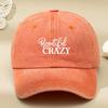 Crazy Beautiful' Printed Vintage Washed and Aged Outdoor Peaked Cap Trendy Curved Brim Baseball Hat Soft Top American Peaked Cap