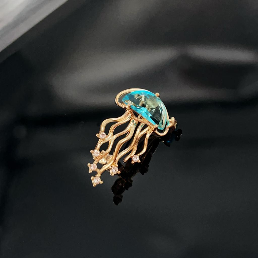 Full diamond jellyfish brooch women's high-end sense light luxury placket accessories high-end corsage waist buckle pin jewelry