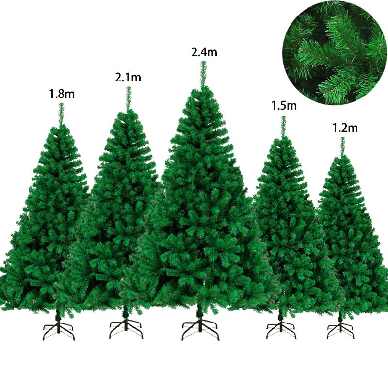 120150180210240cm Green Simulated Christmas Tree Pvc Xmas Santa Ornament