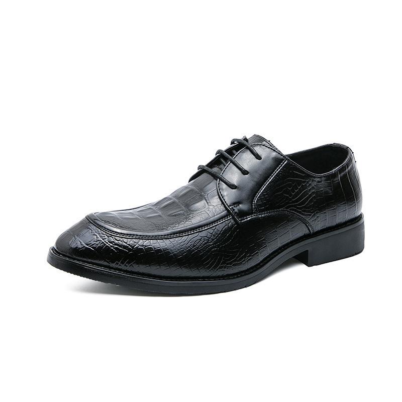 

Large size British pointed business dress leather shoes 2025 autumn new trendy men s casual leathershoes 38 чёрный