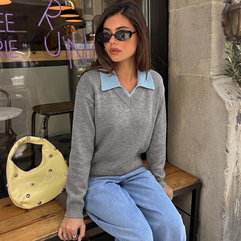 Women's Sweater, Color-Block, Long Sleeve for Fall and Winter