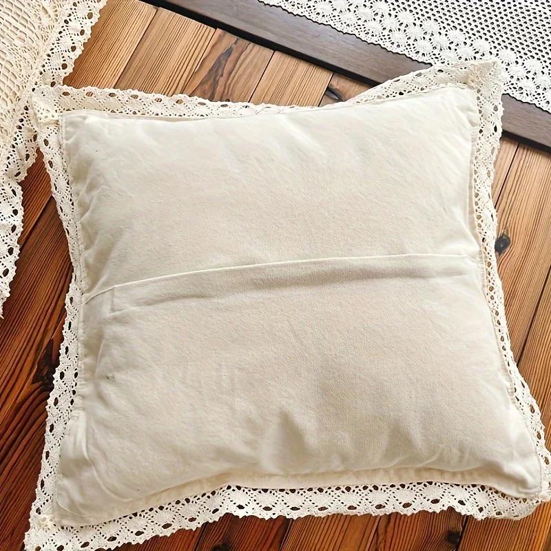 50x50cm Cotton Pillow Cover Throw Pillowcase Vintage Handmade Crochet Floral Pattern Zippered Cushion Case Sofa Hand Wash Only