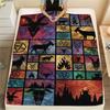 1Pc Goat Demon Print Flannel Blanket, High quality Comfortable for All Seasons, Home Decor, Warmth and Comfort, Perfect for Christmas Gifts W143