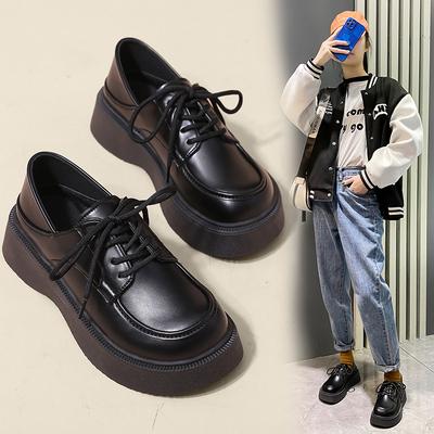 Loafers, New In Autumn and Winter 2025, Two-wear Black Big-headed and Small Leather Shoes, British Style Muffin Thick-soled Versatile Single Shoes