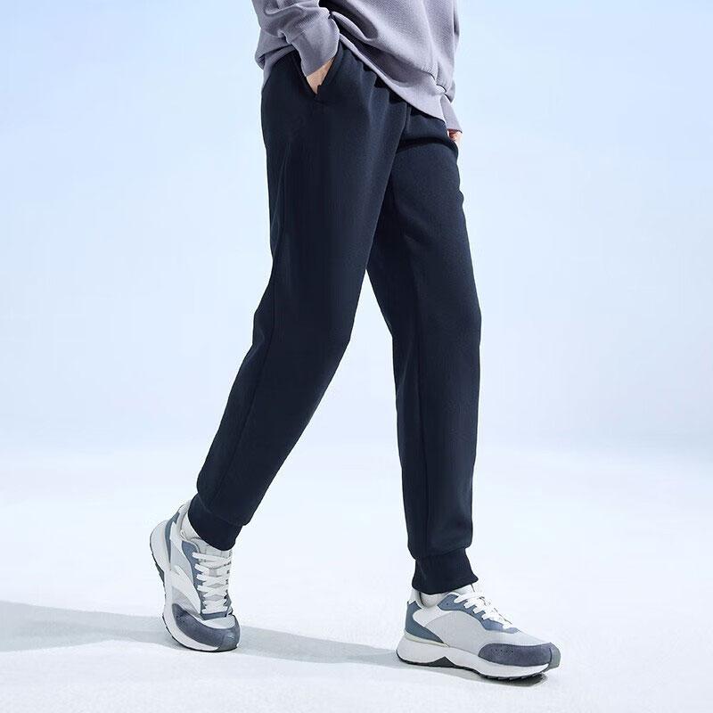 Anta Training Series Solid Color Wrinkle-Resistant Knitted Sports Pants Men Bottoms Basic-Black 152337315-2