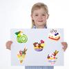 8 Photos/set of Dessert Cake Graffiti Stickers Cartoon Cute Children Reward Puzzle DIY Early Education Puzzle Stickers