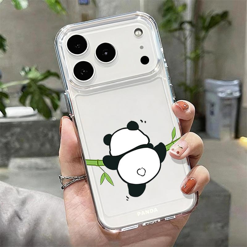Lovely Baby Panda Pattern Case For iPhone 17 Pro Max Coque iPhone 16 15 14 13 12 Pro Max 11 Clear TPU Silicone Soft Cover