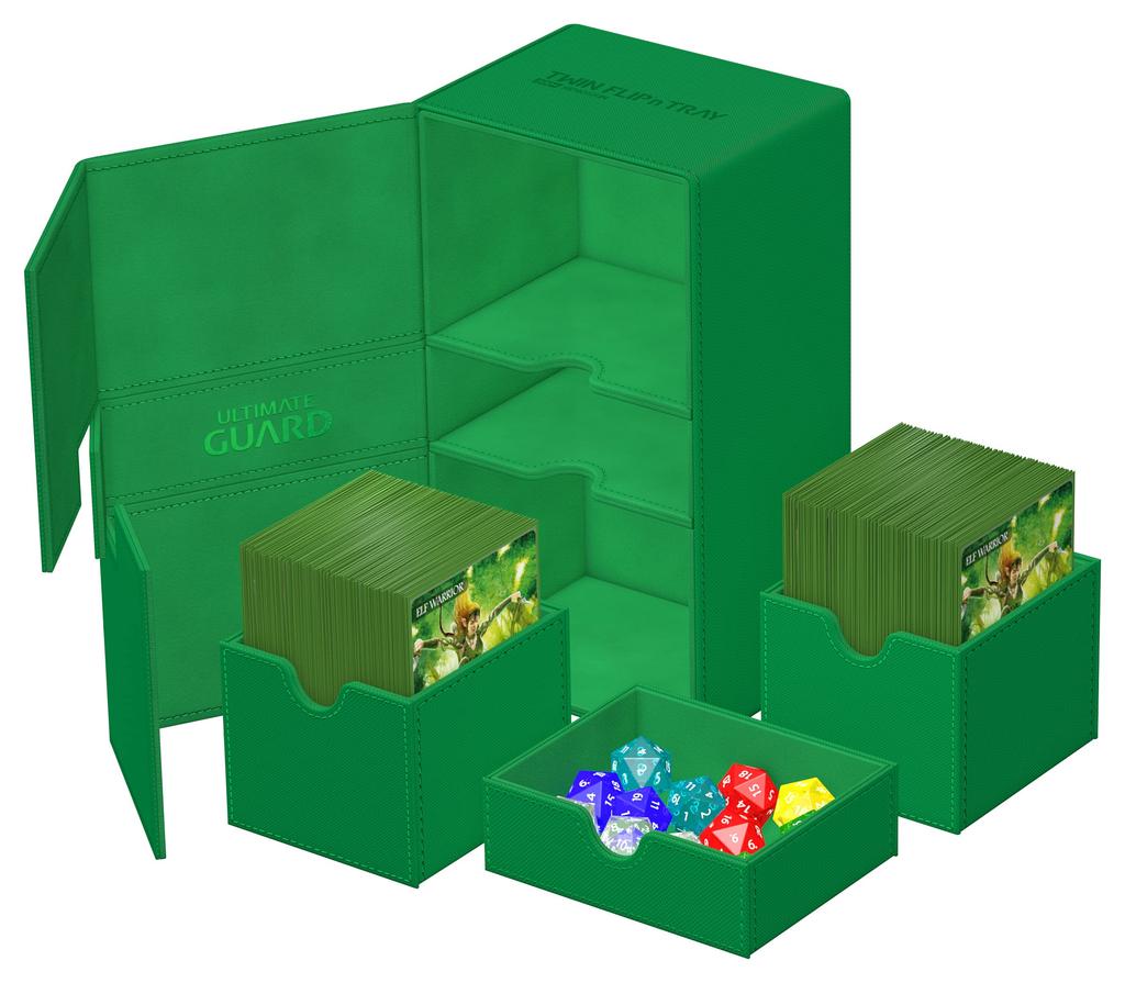 Ultimate Guard Twin Deck Case Xeno Skin Monocolor Green Flip`n`Tray 200+