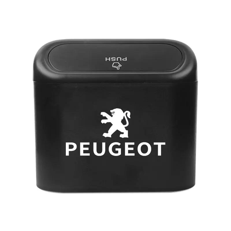 For Peugeot Car Portable Trash Can Auto Logo Sundries Storage Box For Peugeot 408 4008 308 3008 Rifter 5008 508 2008 208 301 RCZ
