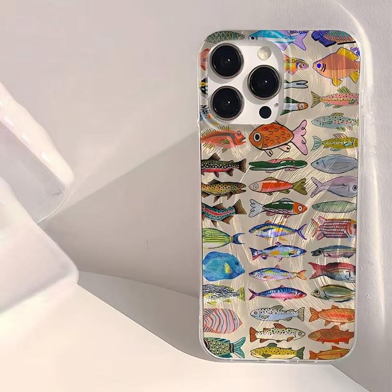 

Minimalist Fish Pattern Phone Case For iPhone 17 Pro Max 16 15 Pro 14 13 12 11 XR XS 16E 17Air 16Plus Shockproof Bumper Cover iPhone XS Max