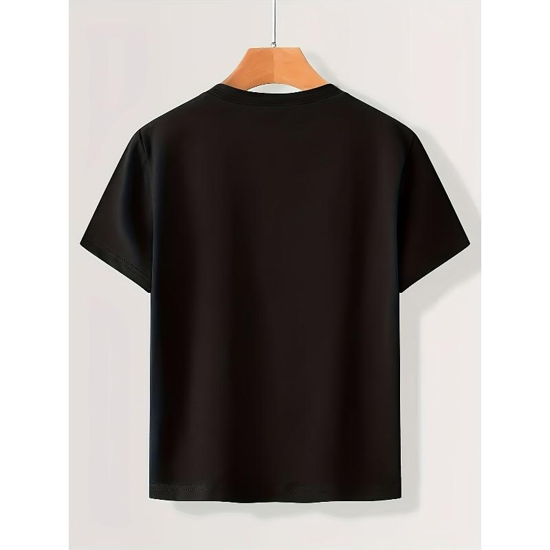 Europäische Größen Jungen Kurzarm-T-Shirt mit lustigem Buchstaben A Aufdruck Lässiges Rundhals Sommer Oberteil Bequemes Polyester Hemd für Spielverabredungen