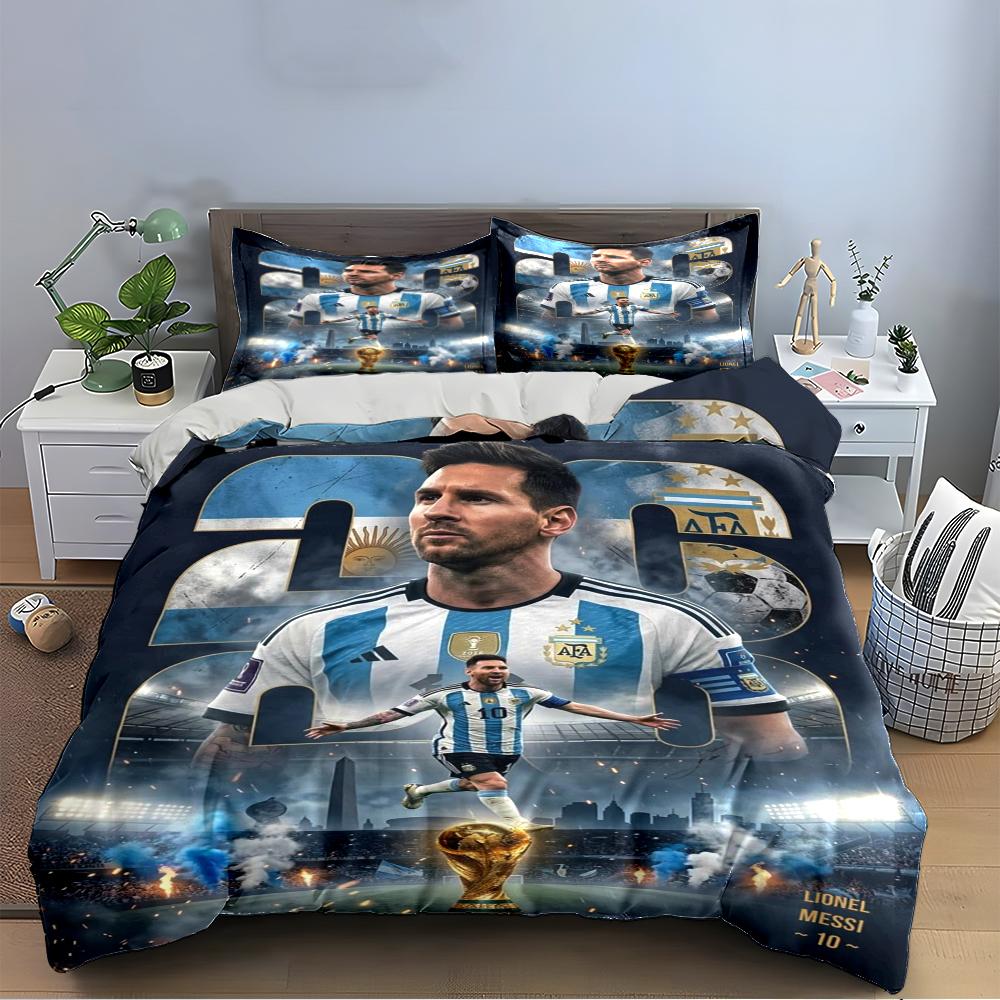 Argentinischer Fußballmeister Set Bettwäsche Bettbezug-Set Bettbezug Kissenbezüge Heimdekoration (1 * Bettbezug 2 * Kissenbezüge, ohne Bettdecke)