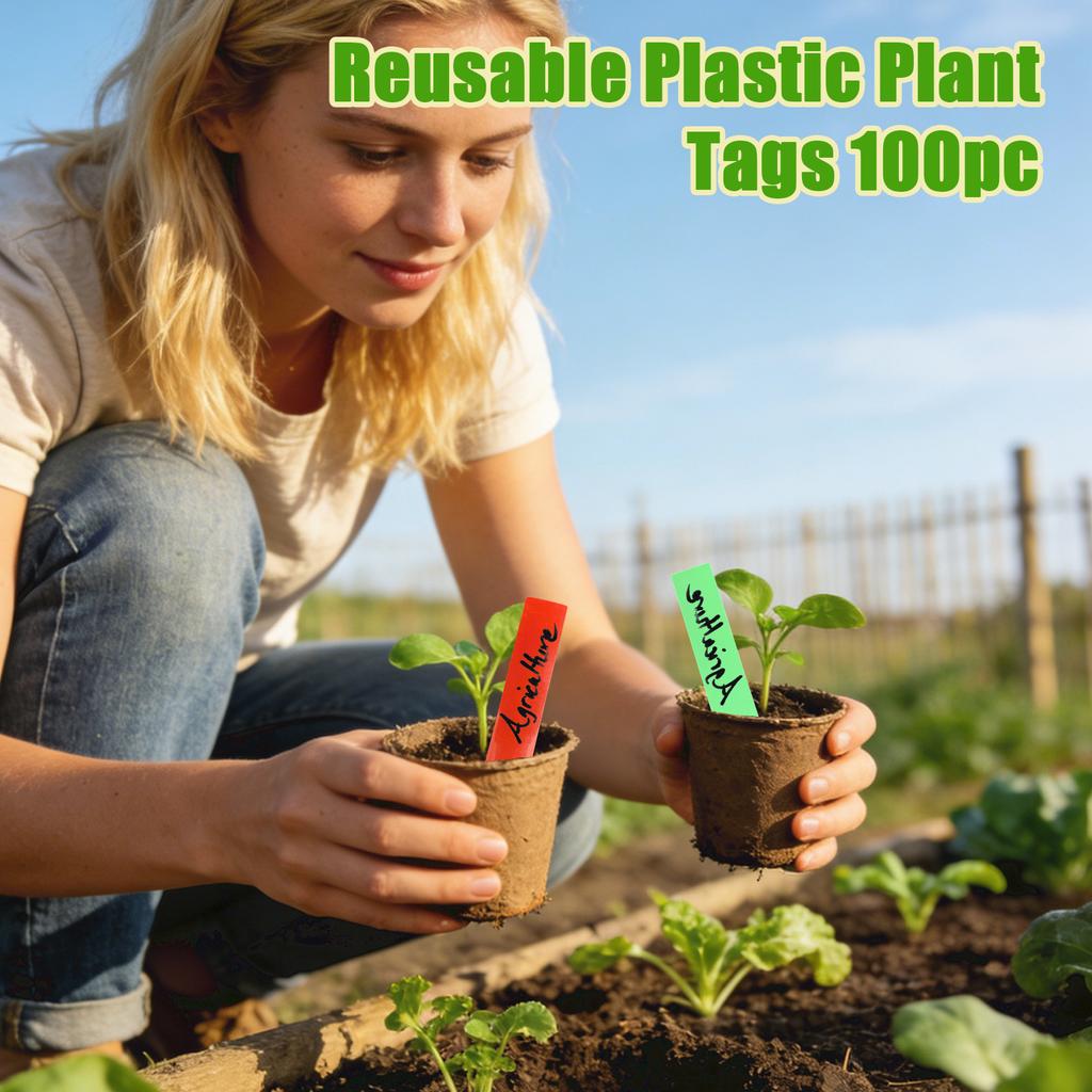 4-Inch Reusable Plastic Plant Labels For Garden Seedlings  Vegetables  Flowers  Etc.  Gardening Organization Set 100pc 3ml
