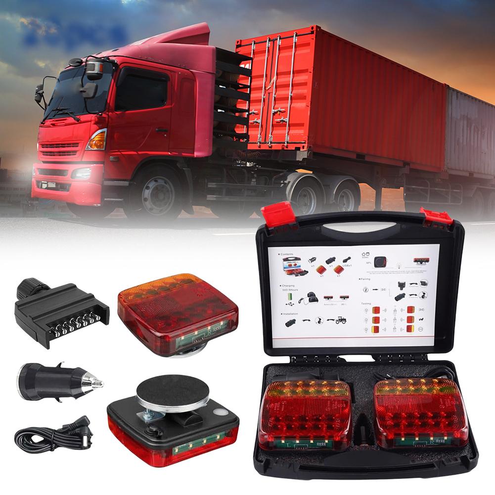 Wireless Trailer Lights Waterproof LED Magnetic Wireless Tail Lights 12V/24V Rear Signal Warning Brake Light for Truck RV Camper