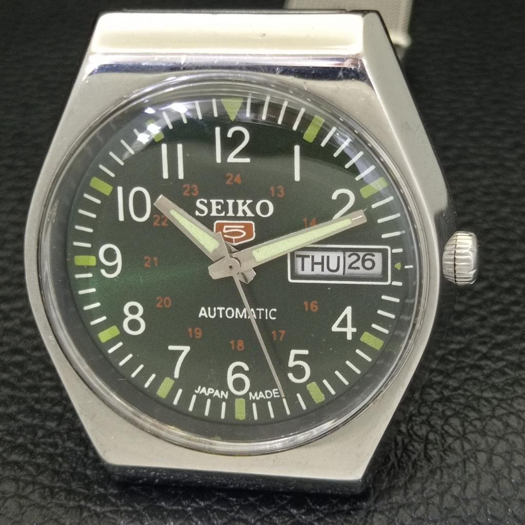 JAPAN VINTAGE SEIKO 5 AUTOMATIC 6309A MENS GREEN COLOR DIAL WATCH A701202-5 R206a-a701202