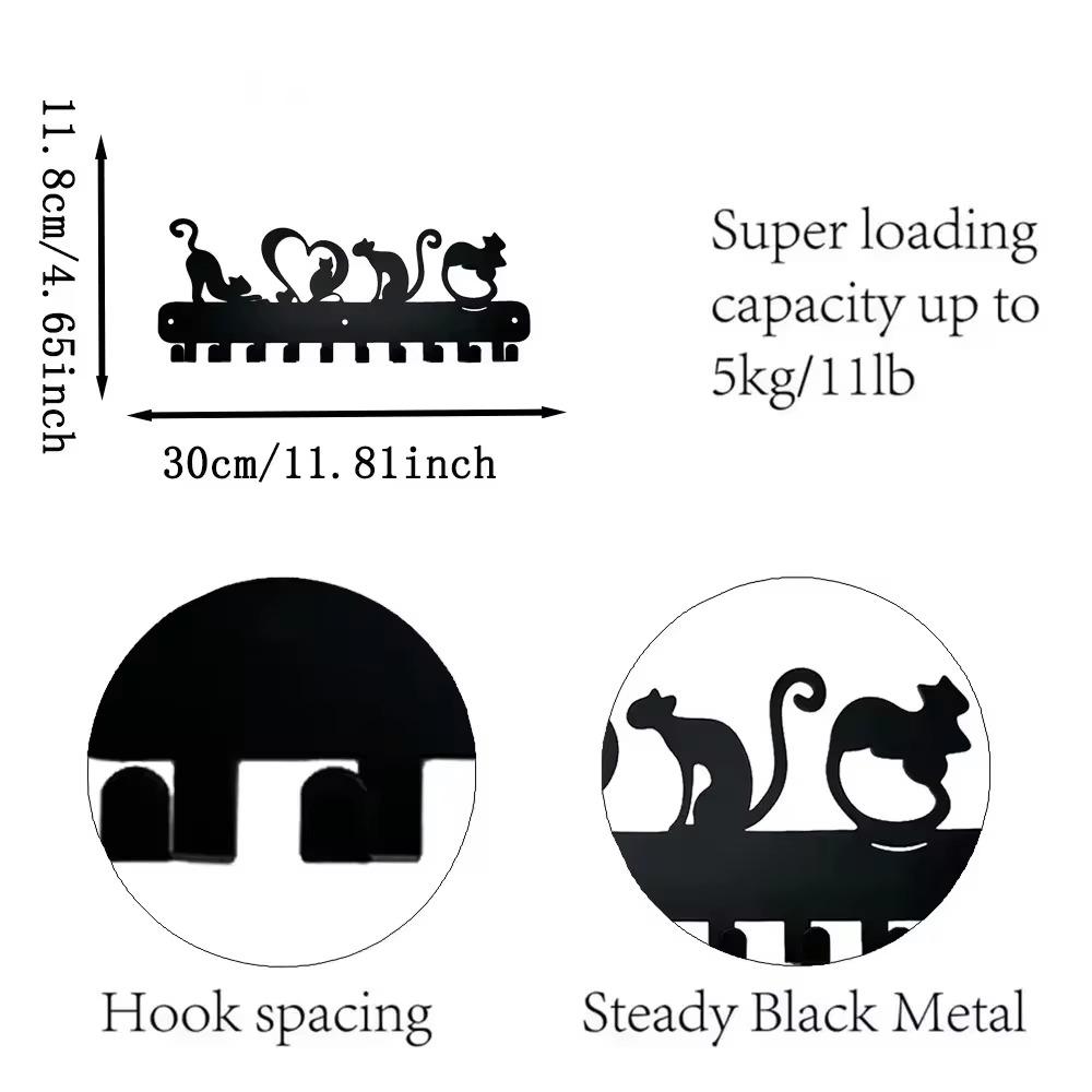 1 шт. Металлический держатель для ключей с дизайном Love Cat - настенная стойка с крючком — фото 3