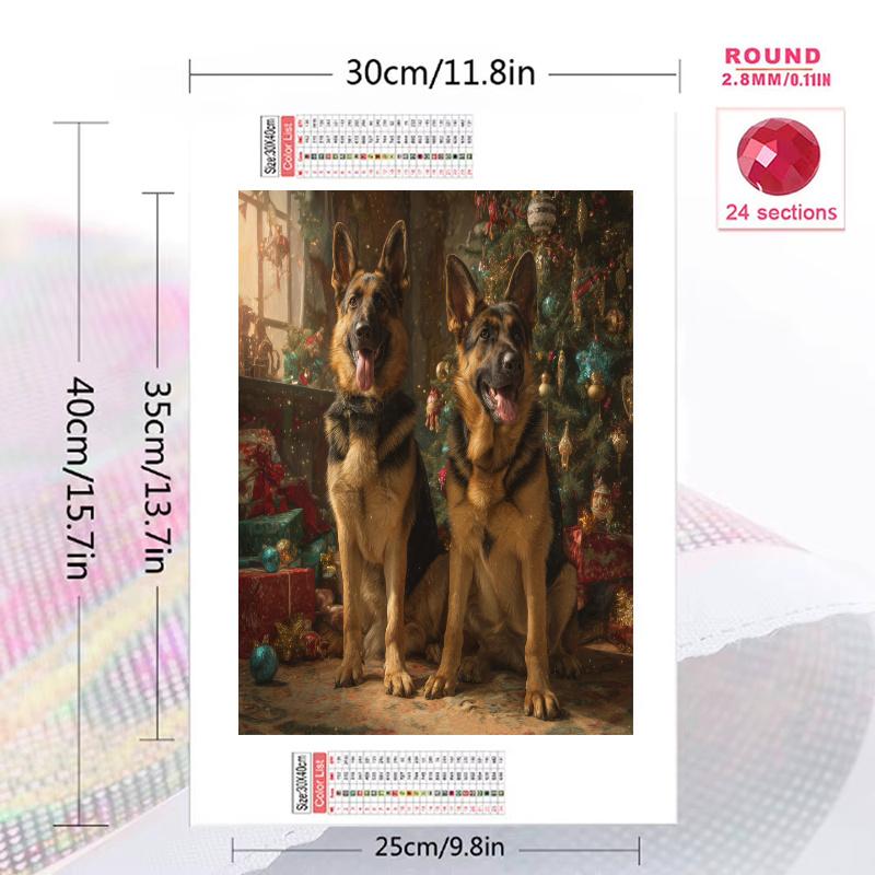 German Shepherd Pattern  3pcs 100% Round Full Drill 5D DIY Diamond Painting Embroidery Cross Stitch Rhinestone Décor