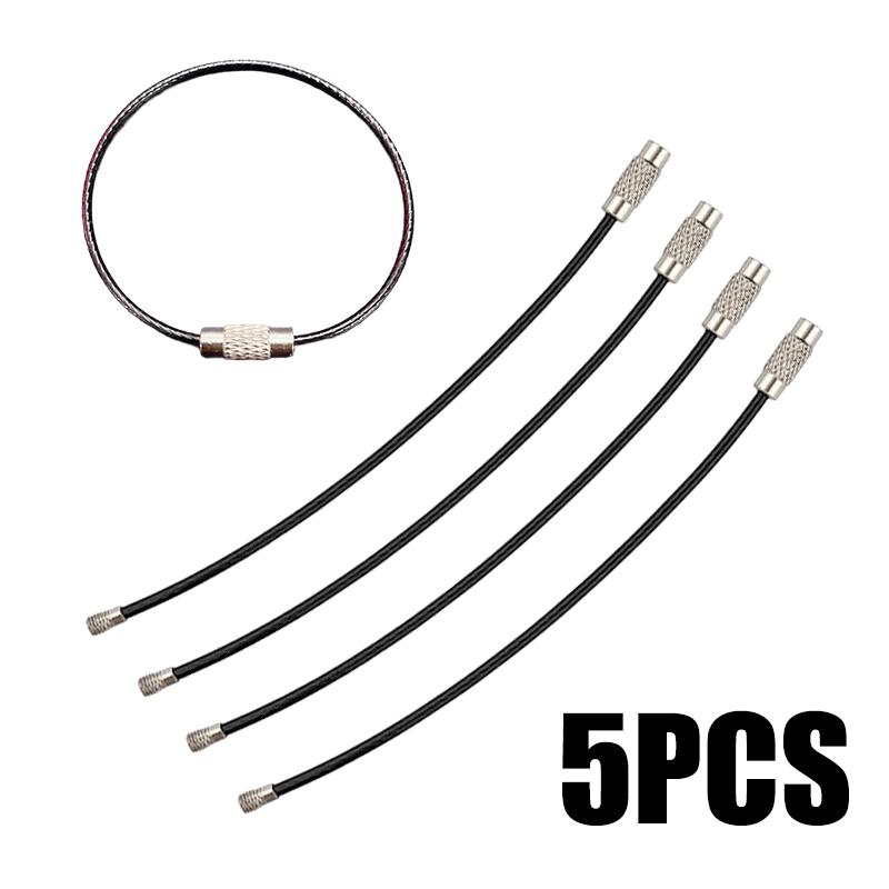 5PCS/Pack Key Hanging Circle Stainless Steel Wire Screw Locking Keychains Keychain Ring 6 Color Available Travel Luggage Tag ZYF