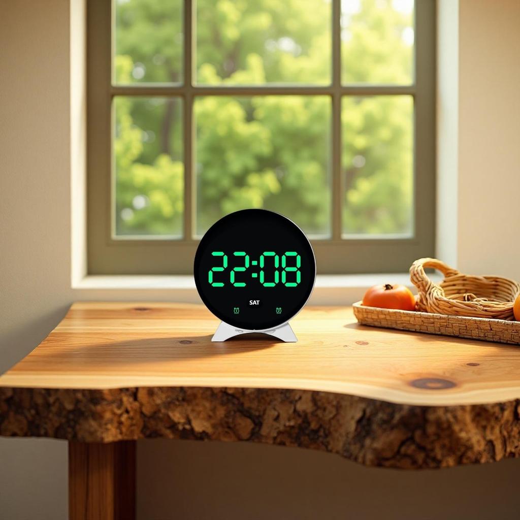 LED Digitaler Wecker Woche Datum Temperaturanzeige Helligkeit Einstellbar 2 Alarme Nachtmodus Tisch 12/24H Elektronische Uhr