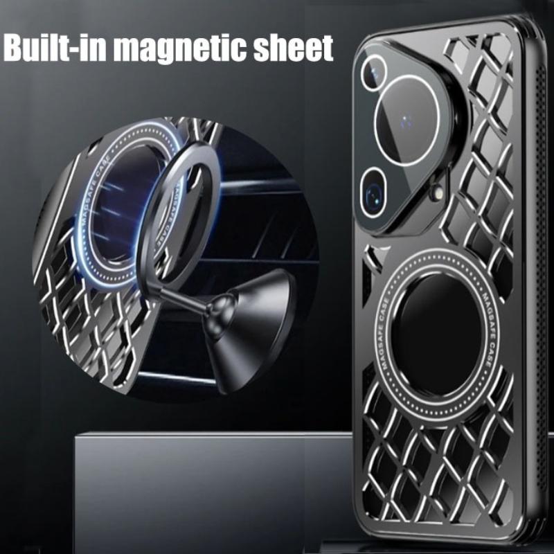 

For Magsafe Aluminum Alloy Heat Dissipation Shockproof Case For HUAWEI Pura 70Ultra 70 Pro Lens Protection Magnetic Wireless Charging Bumper Cover Huawei Pura 70 Pro синій