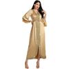 Womens Muslims Abaya Dress V Neck Long Sleeve Abayas Dress Islamic Full Length Kaftan Daily Casual Dress Gifts