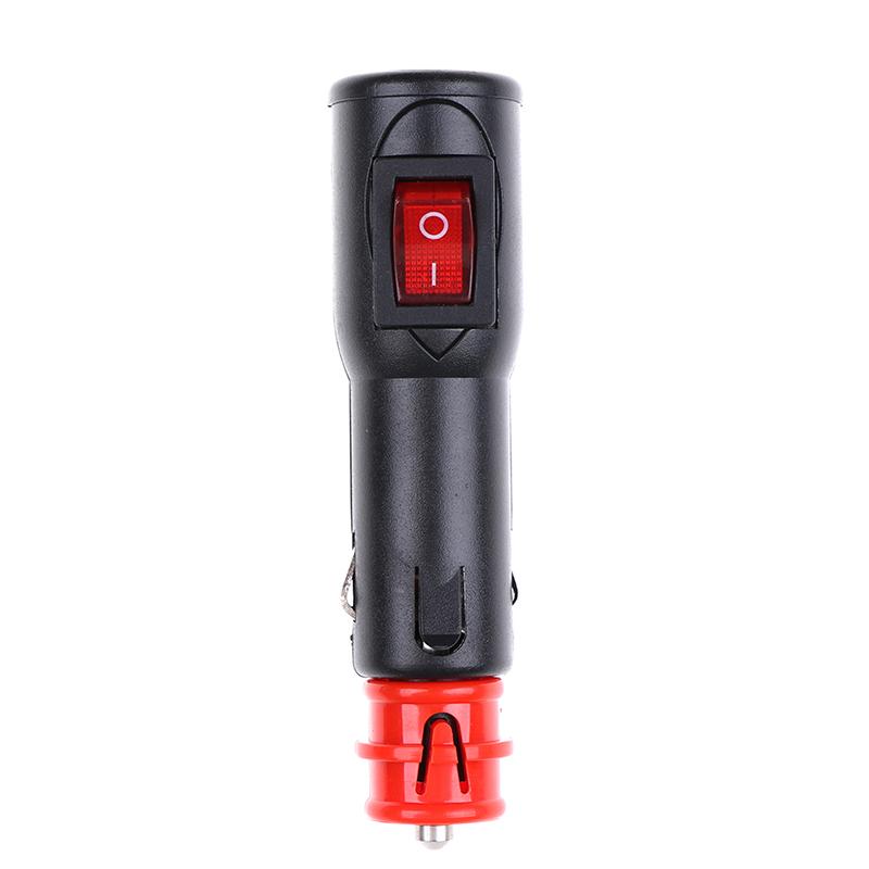 12V-24V 8A Male Car Lighter Socket Plug Connector With Red On/Off Switch