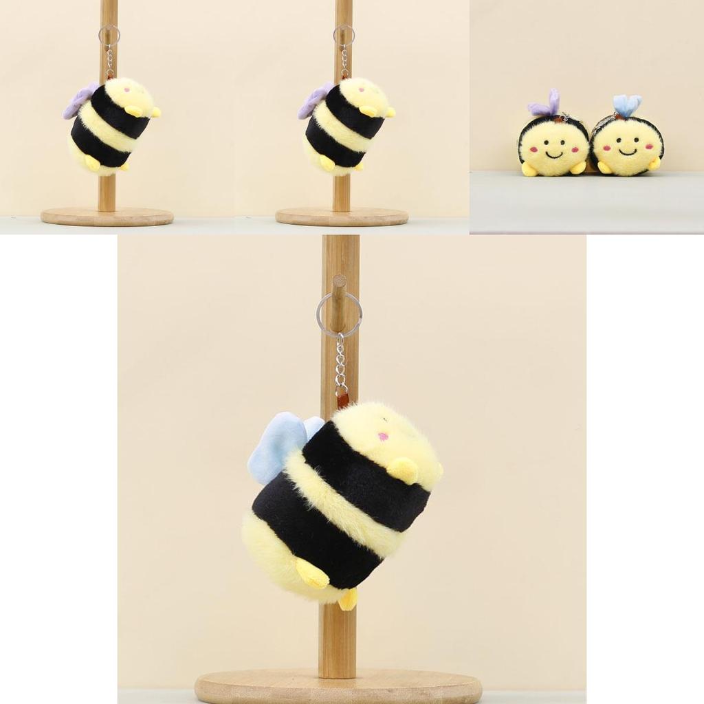 Cute Bee Plush Keychain With Soft Pp Cotton For Bags And Gifts