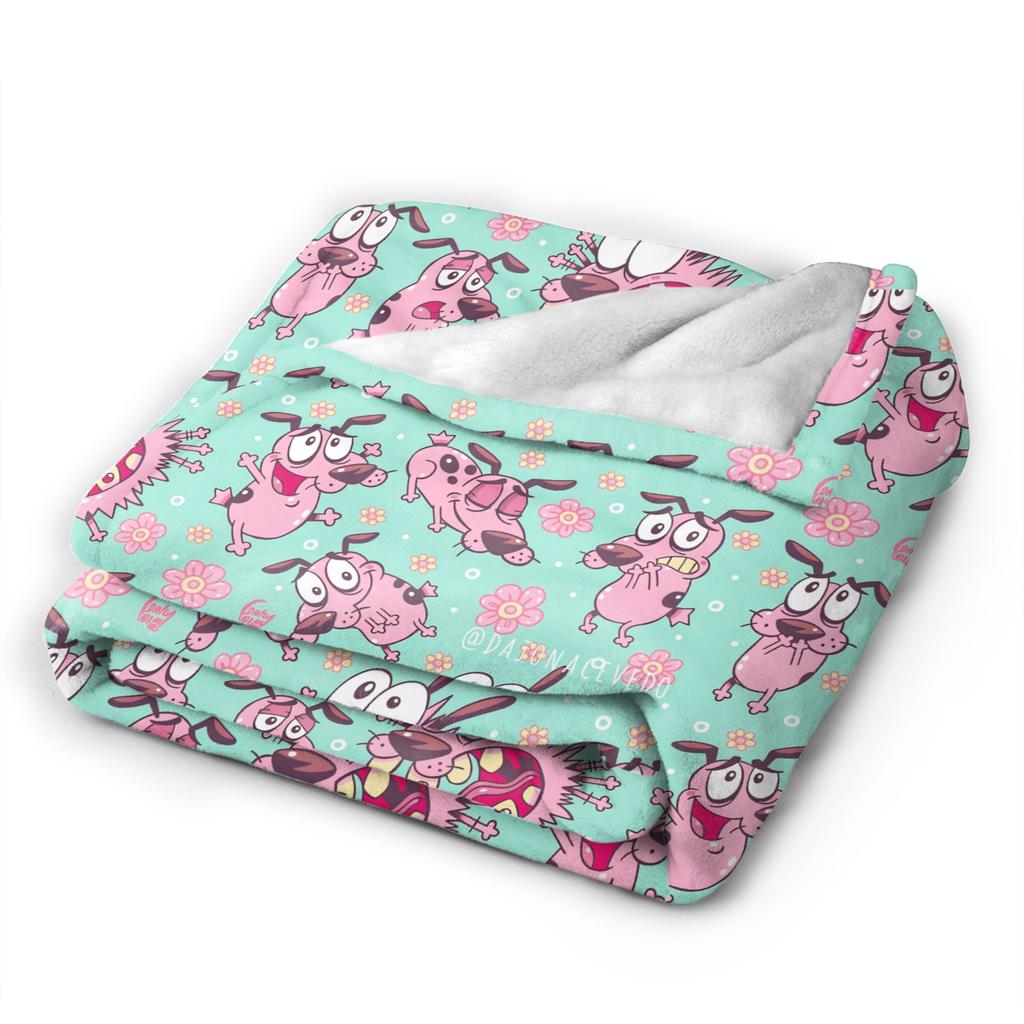 Super Soft Blanket Travel Courage Cowardlys Dog Throw Blanket Cartoon Flannel Bedspread For Living Room Novelty Sofa Bed Cover