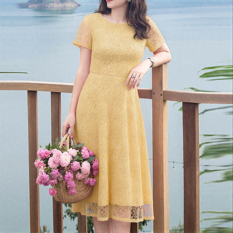 

ZANZEA Женское повседневное летнее платье с круглым вырезом, короткими рукавами и кружевной отделкой в стиле пэчворк 5XL хаки