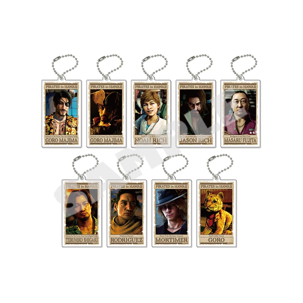 8 Pirates In Wanted Acrylic Keychain Collection "Yakuza Gaiden Hawaii" Poster-Style (9 Types) [BOX]