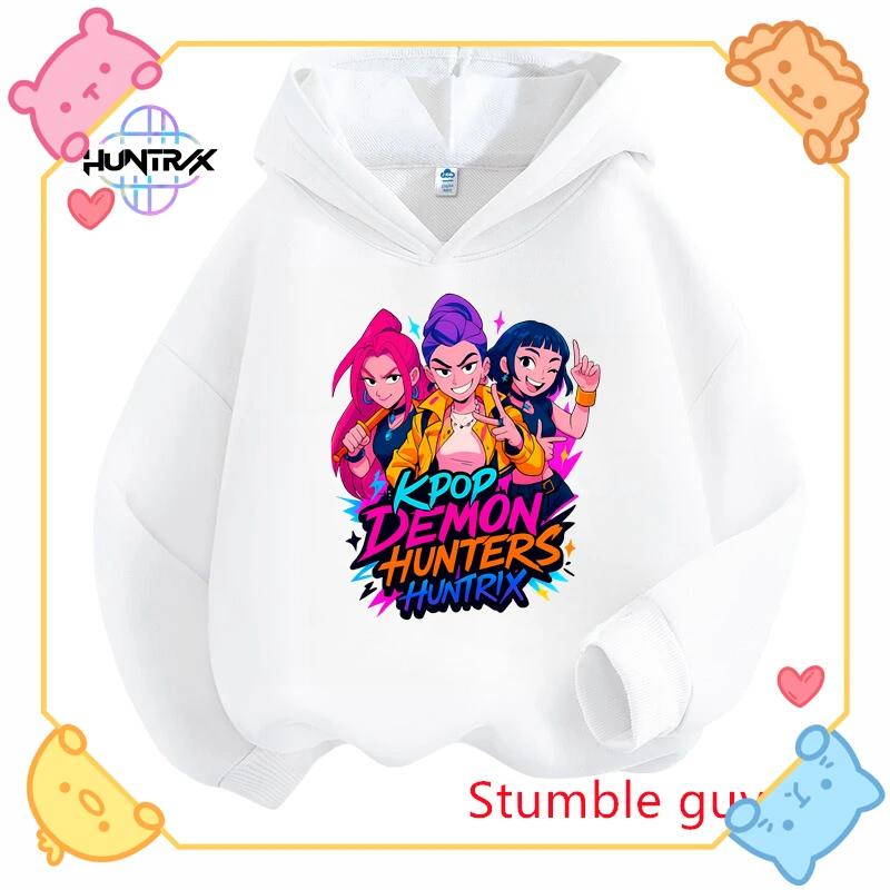 K-pop Demon Hunter Boy Hoodie for Kids Halloween Christmas Soft and Warm Fashion Anime Print Comfortable Pullover
