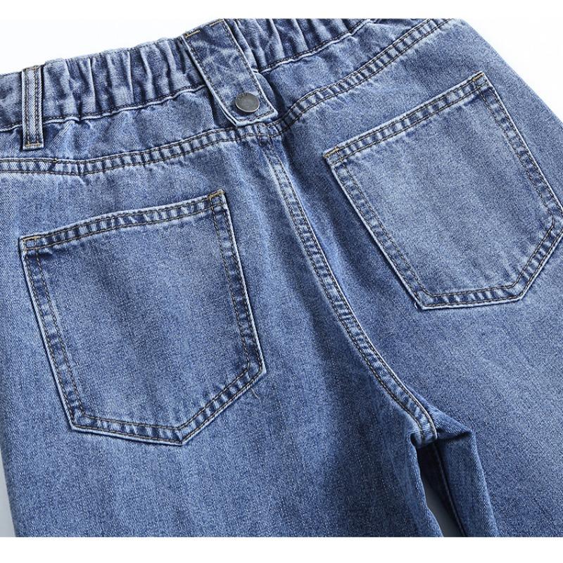 High-waisted Elastic Straight-leg Jeans Woman