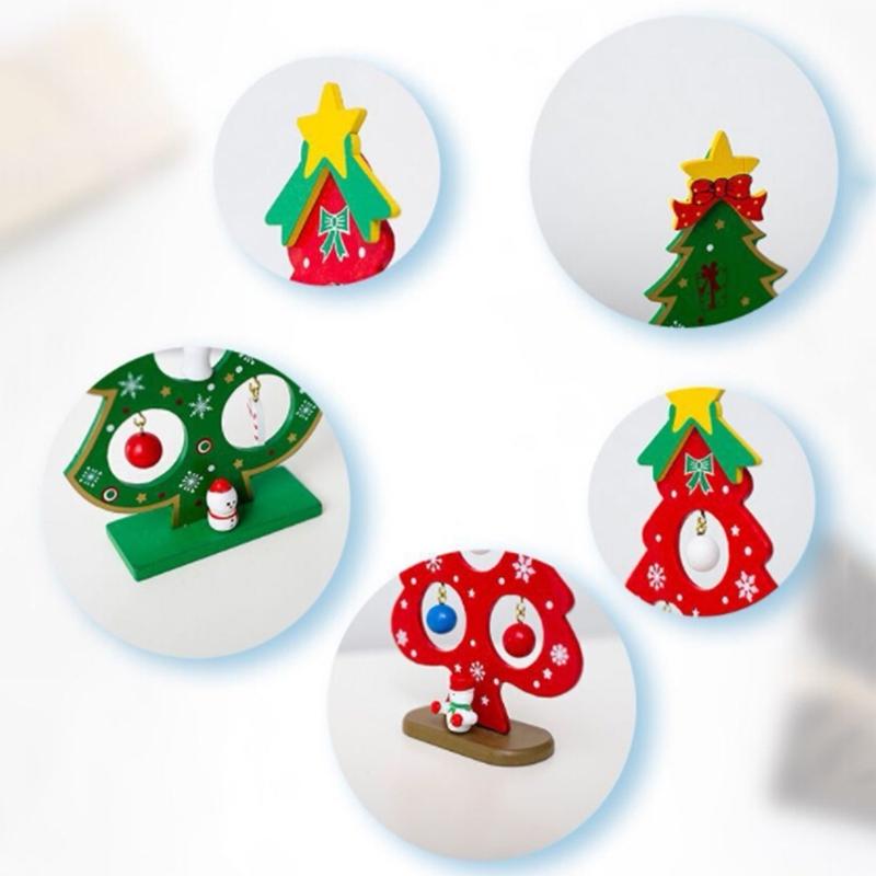 Mini Christmas Tree Desktop Decor Christmas Wooden Ornament Tabletop Card Festive Atmosphere Decor AVE