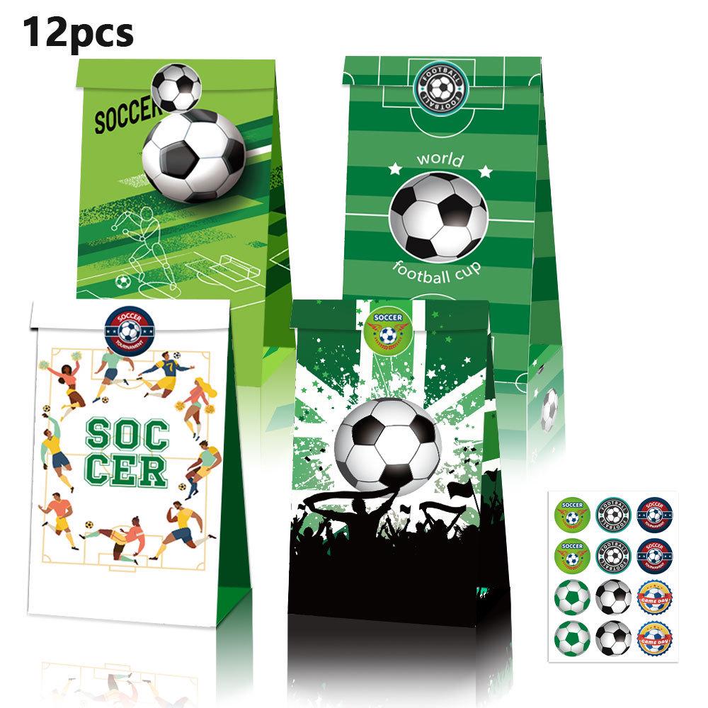 European World Cup Football Gift Packaging Bag with Green Field Kraft Paper and Club Sticker