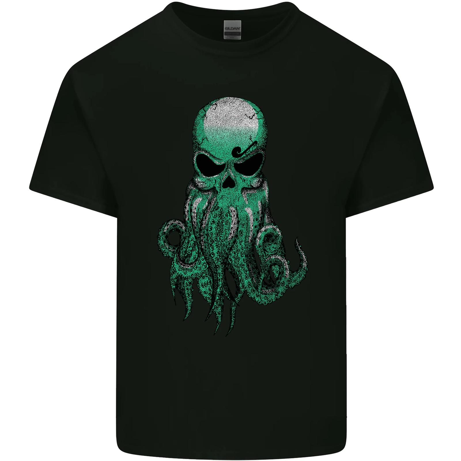 Cthulhu Green Kraken Octopus Skull Mens Cotton T-Shirt Tee Top S