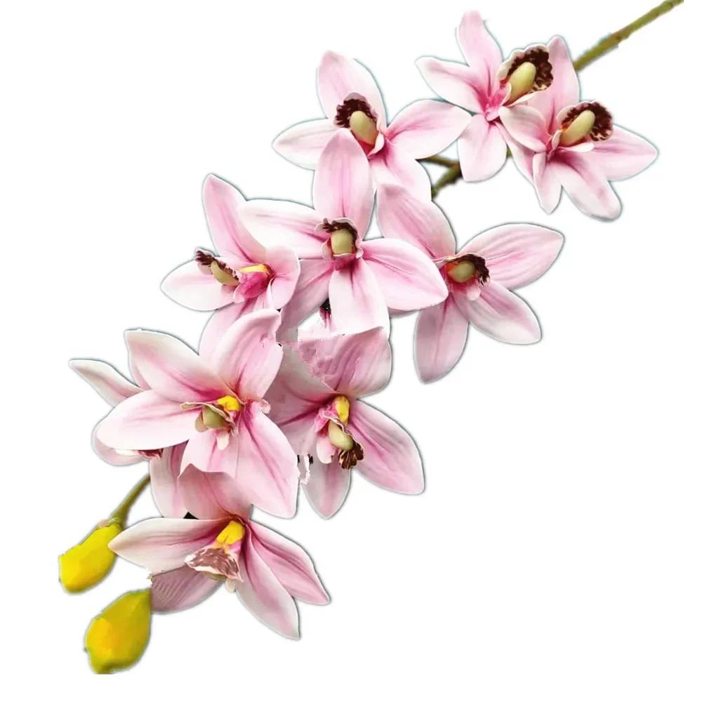 One Artificial Cymbidium Hookerianum 10 Heads Simulated Vanda Cymbidium Tropical Phalaenopsis Tiger Orchid Plant