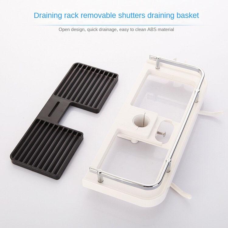 Bathroom Toilet Rack Punch-Free Square Shower Rod Shower Pole Multi-Function Shower Head Storage Pallet