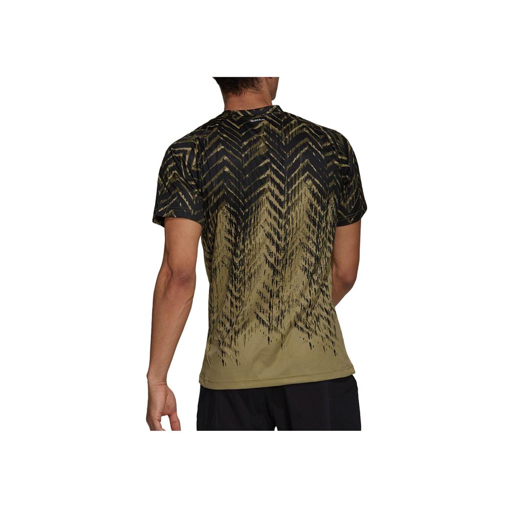 Adidas Striped Casual Crew Neck Short Sleeve T-Shirt Men Tops Black Gold H31121