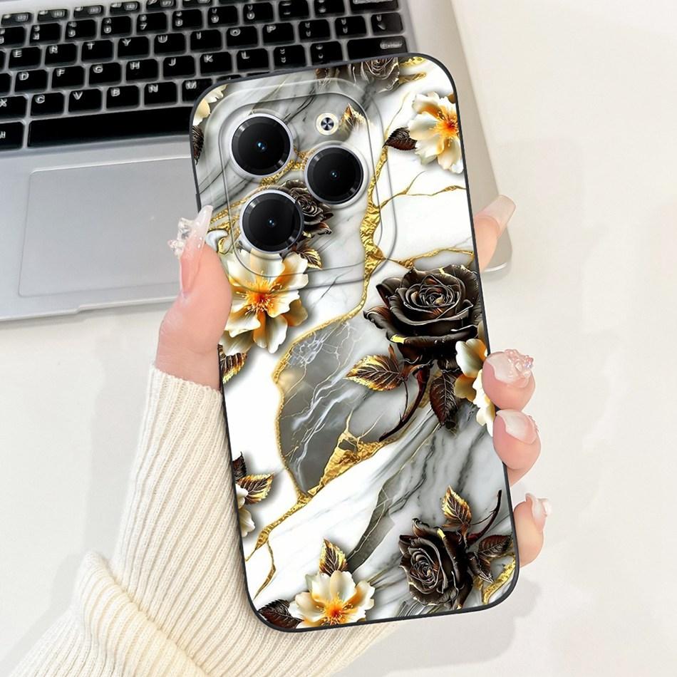 For Infinix Hot 40 40i 40Pro Beautiful Bow Rose Painting Phone Case For Infinix Hot40 40 Pro 40i Soft Silicone Shockproof Cases