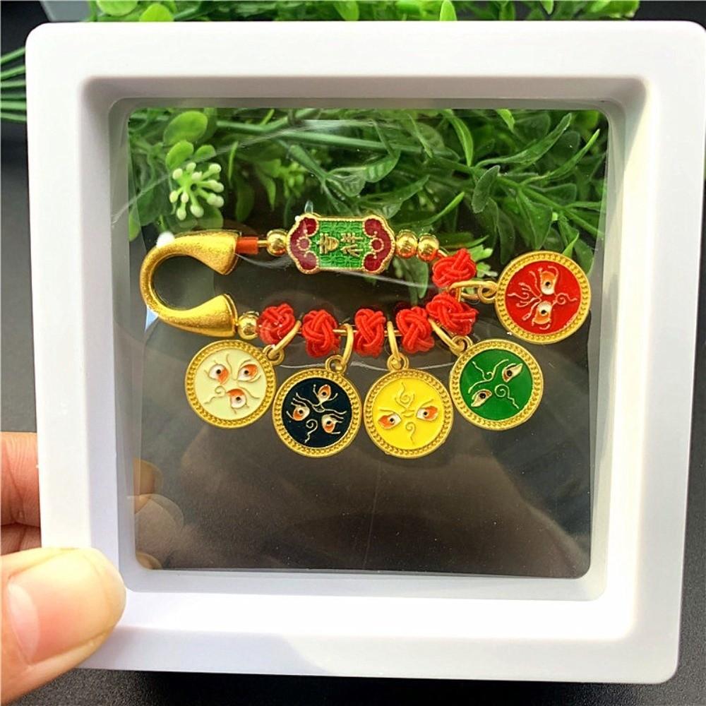 Clouds Peace Lock Red Lucky Brooch Pin Ancient Method Gold Alloy Pin  Jewelry Accessories