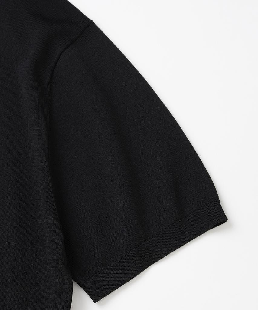 XOX Basic Cool Henley Neck Crop Short Sleeve Knit [Black]