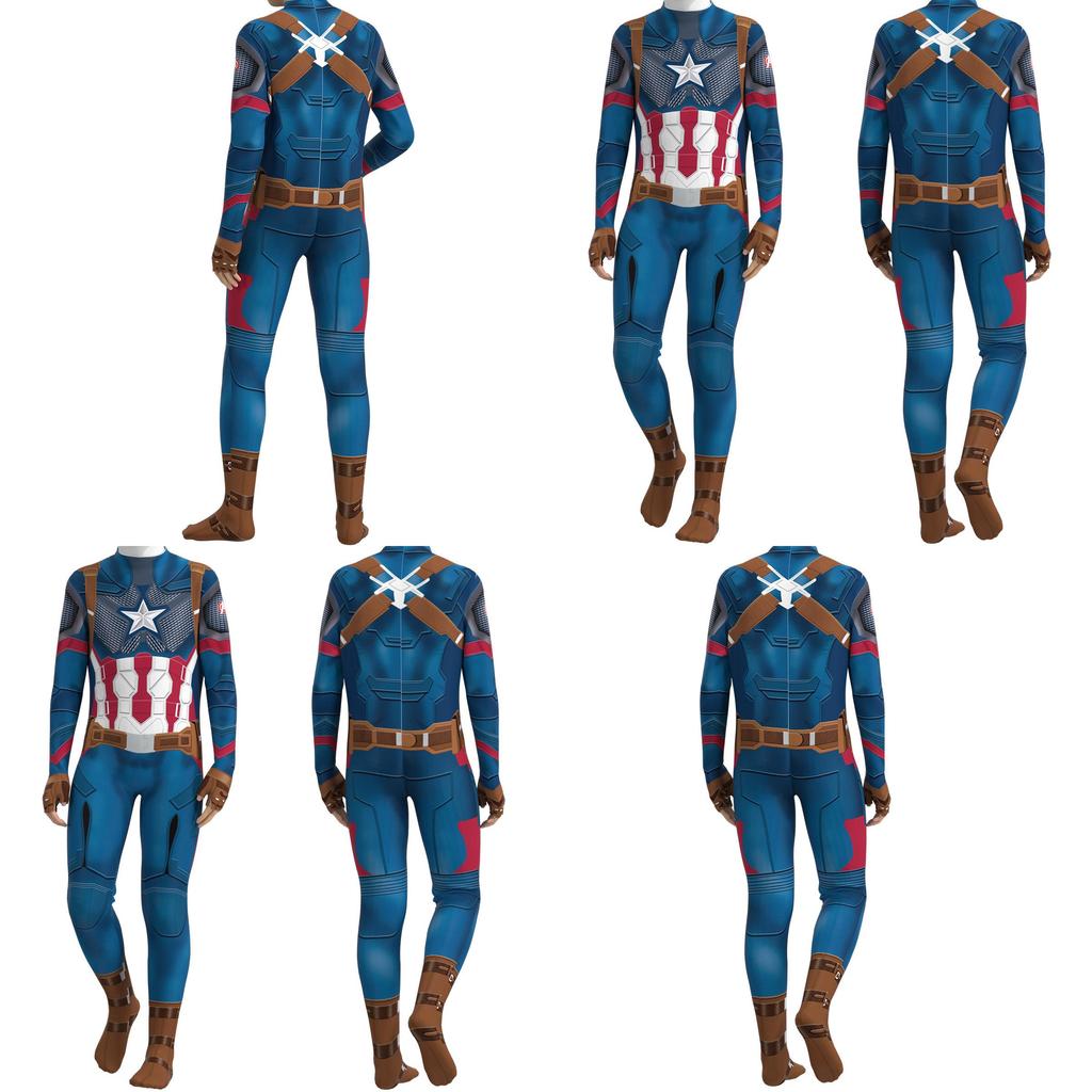 Captain America Kids Boys Cosplay Costume Jumpsuit For Parties And More!