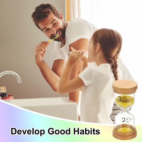PATIKIL 3-Minute Hourglass, Wooden and High Borosilicate Glass Hourglass, Yellow