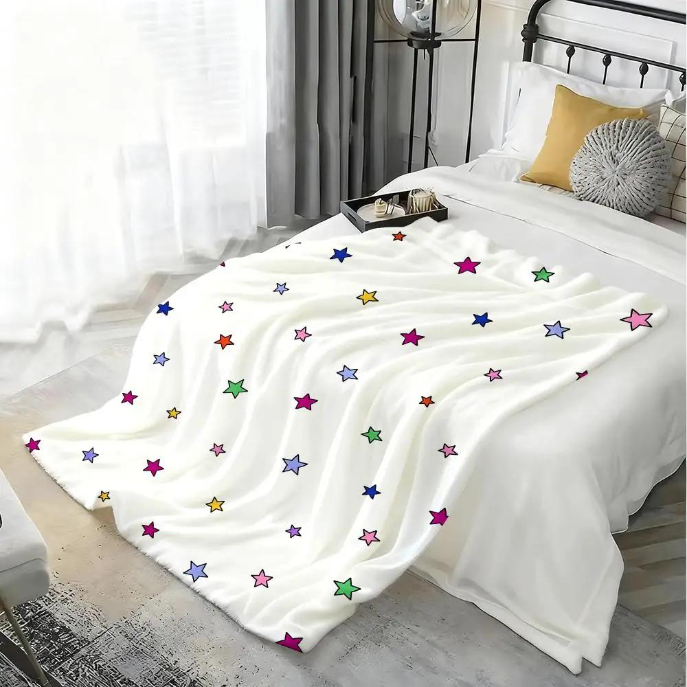Tiny Kid Motif Set Throw Lightweight 240G Flannel Blanket Soft Skin-Friendly For Summer Cooling